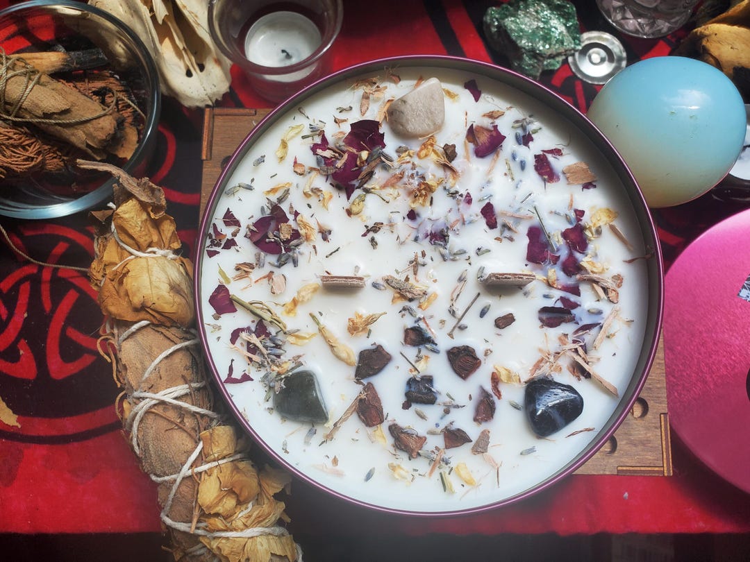 Full Moon Ritual Soy Intention Herbal Woodwick Candle - Etsy