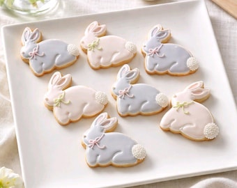 Hand-Decorated Iced Sugar Cookies – Easter Bunny Theme, Vanilla Almond Base