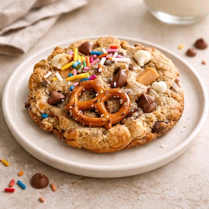Biscuit Gourmet Everything : chocolat, caramel, bretzel, paillettes, gâterie au sel de mer