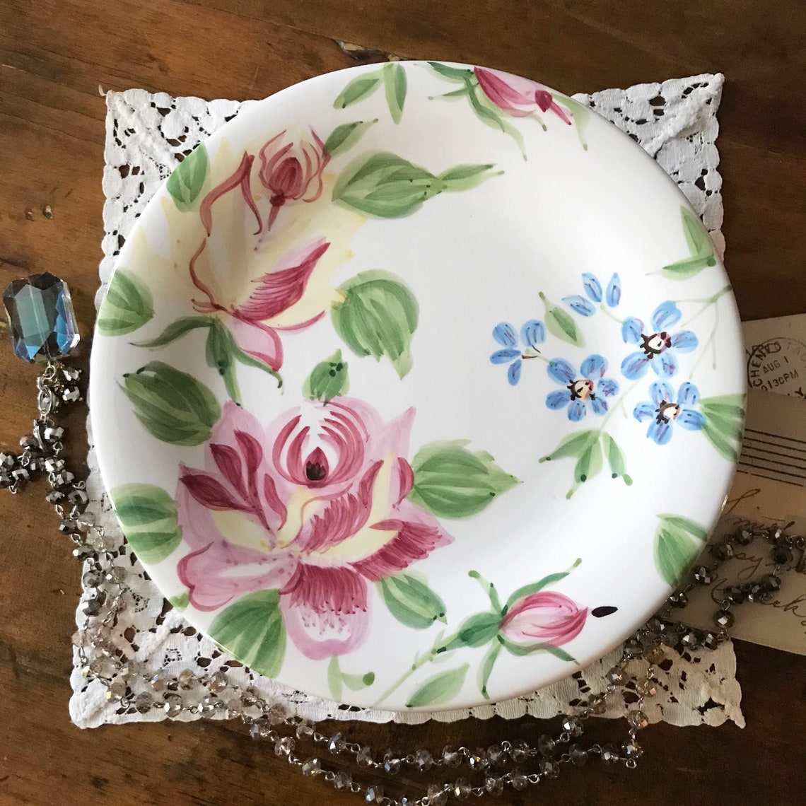 3 Laura Ashley Clarissa Plates Floral Hand Painted Etsy