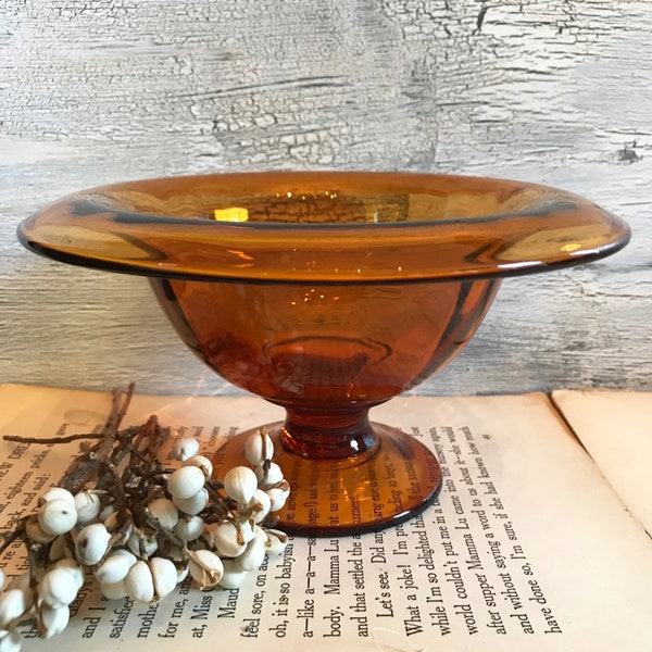 Glass Rolled Edge Footed Bowl Compote