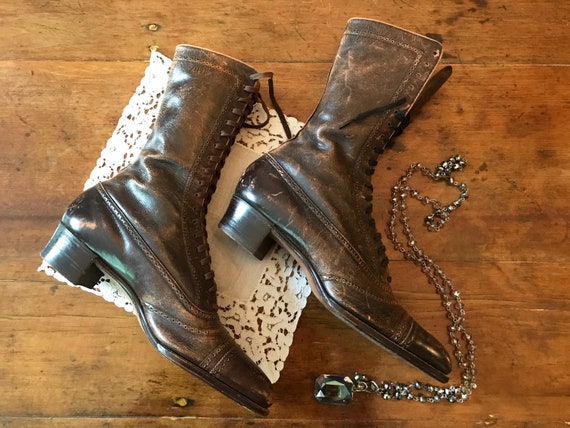 Antique Women's Brown Lace Up Boots - The Emerson