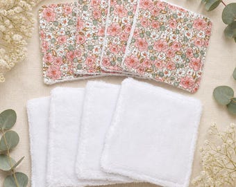 8 salviette lavabili in cotone Oeko-Tex e spugna di bambù - Salviette lavabili riutilizzabili - Fatte a mano - Zero sprechi - Struccanti e per neonati