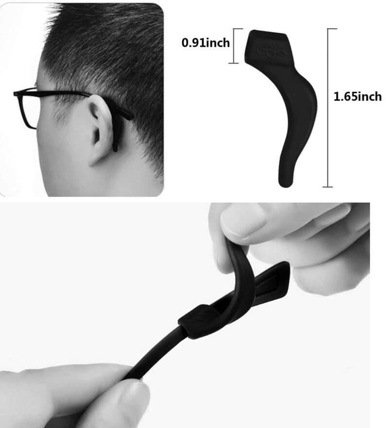 Eyeglass Arm Grips Black and White / Sports Eyewear Ear Grip / Etsy