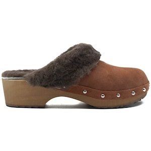 Winter Brown Clogs - Sheepskin Mens and Womens Clogs, Perfect Christmas Gift