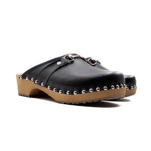 Schwedische Holz Clogs für Frauen Stilvolle Schwarze Clogs mit Absatz Perfektes Geburtstags und Weihnachtsgeschenk Bild 2