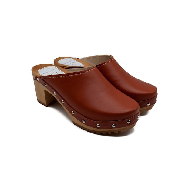 Vegan Clogs, Handmade clogs, Vegan leather, Brown Vegan Clogs, Swedish Clogs, Clogs for women, Clogs Shoes, Low Heel, Mules, mother day gift