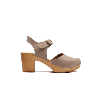 Swedish Clogs   Grey Oiled Nubuck Leather / Wooden Clogs / Handmade Mules / Low / mother day gift / Summer shoes / nubuck shoes Garden clogs