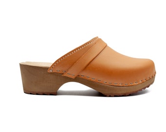 light brown clogs