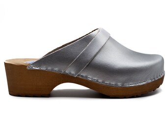 silver clogs sandals