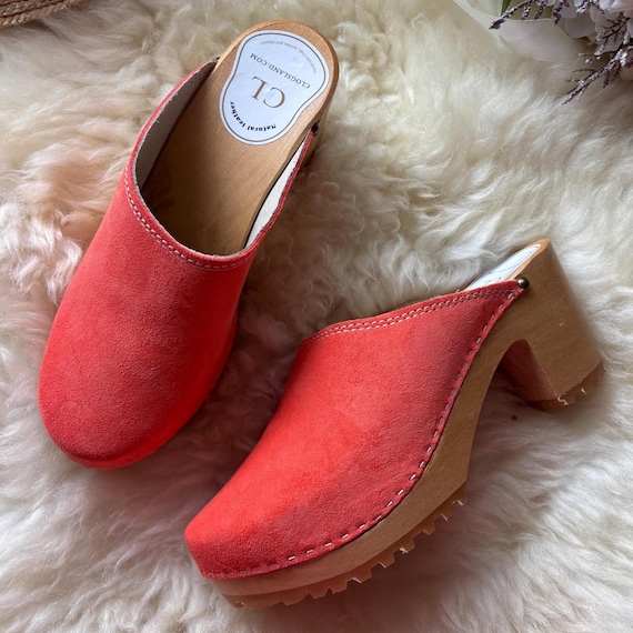 Fashion clogs for women, Scandinavian style comfort sandals, handmade leather summer shoes