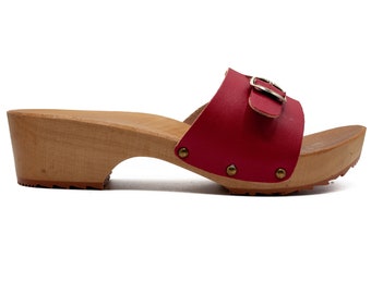 Vegan Clogs, Mules, Handmade Clogs, Red Vegan Clogs, Christmas Gift, Clogs Shoes, Low Heel, Sweden, Clogsmother Day Gift Garden clogs