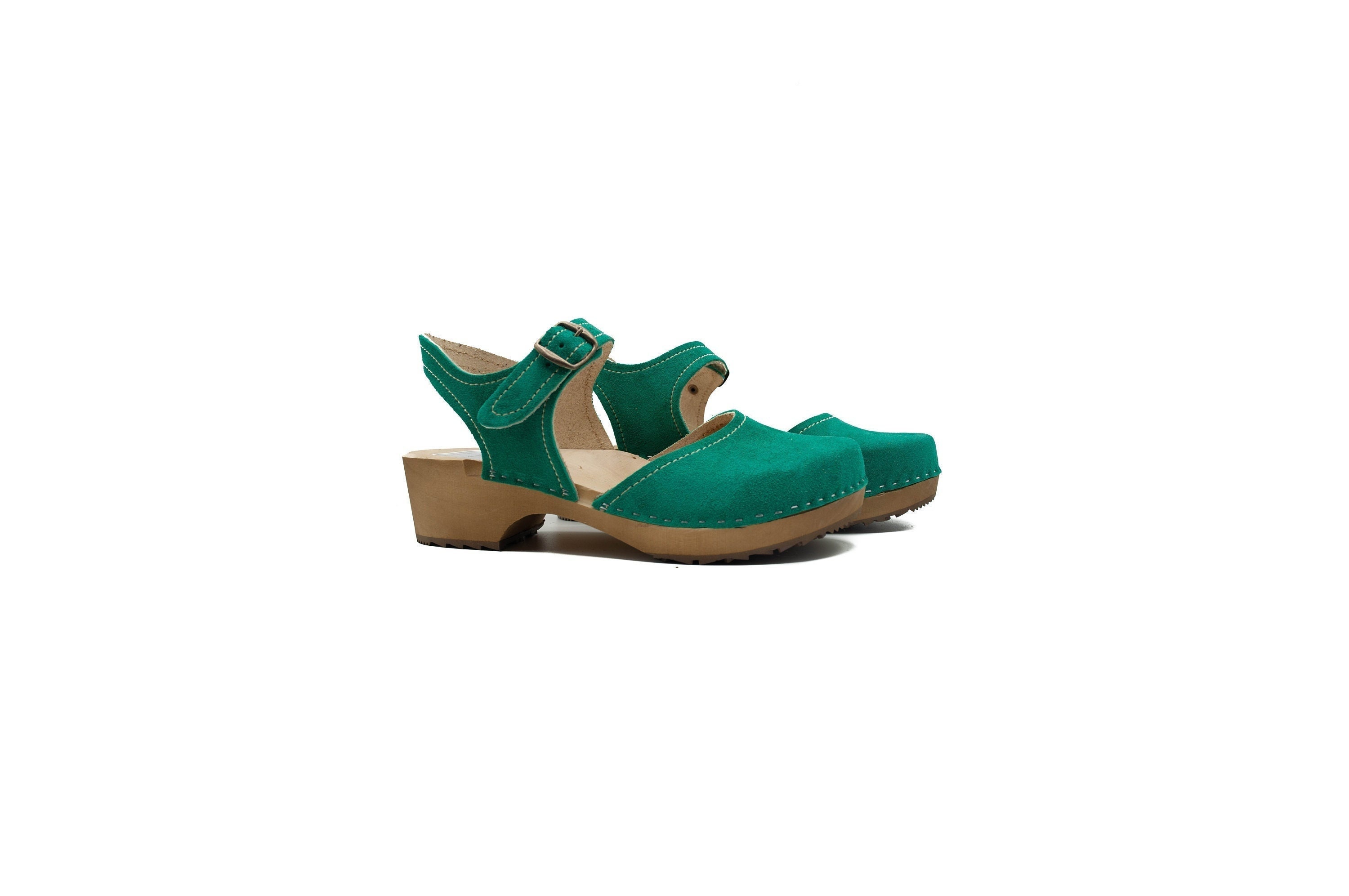 Leather Sandals Clogs Swedish Wooden Mules for Women with Orthopedic…