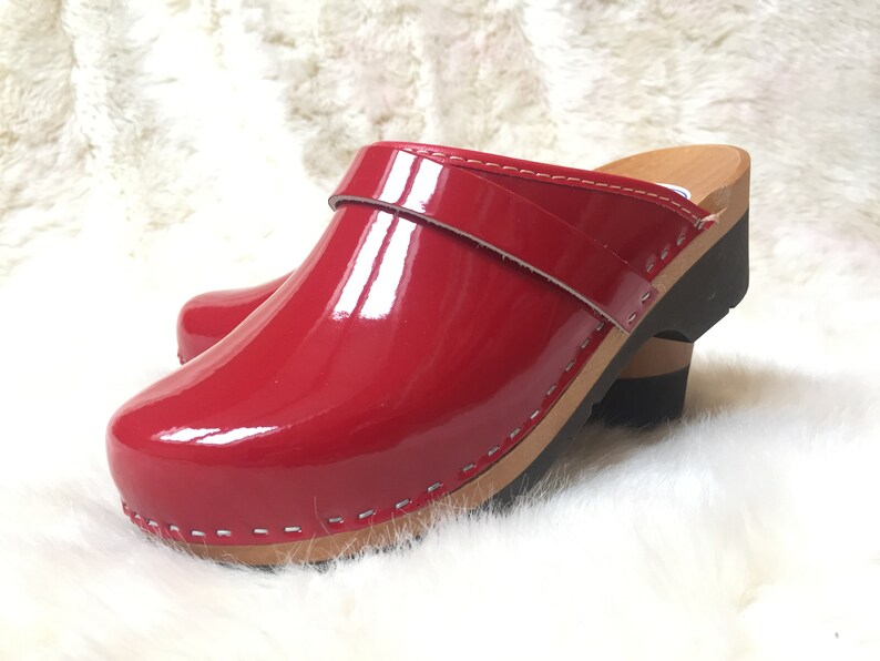 Red Swedish Wooden Clogs for Women: Autumn Style - Etsy