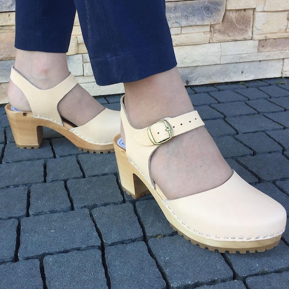 Swedish Sandal Clogs for Women | Wooden Mules with Adjustable Strap, Eco-Friendly Lightweight Shoes