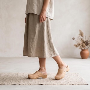 Wooden Clogs: Swedish Leather Garden Shoes with Orthopedic Insole