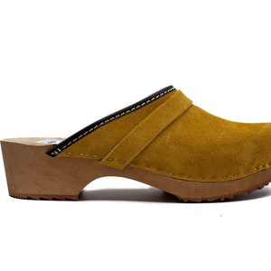 Handmade Natural Leather Swedish Clogs, Classic Clogs, Clogs For Women, Clogs Shoes YELLOW Leather ClogsChristmas giftmother Day Gift
