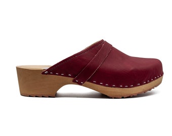Swedish Clogs and Mules for Women - Red Nubuck Clogs, Heeled Clogs, and More