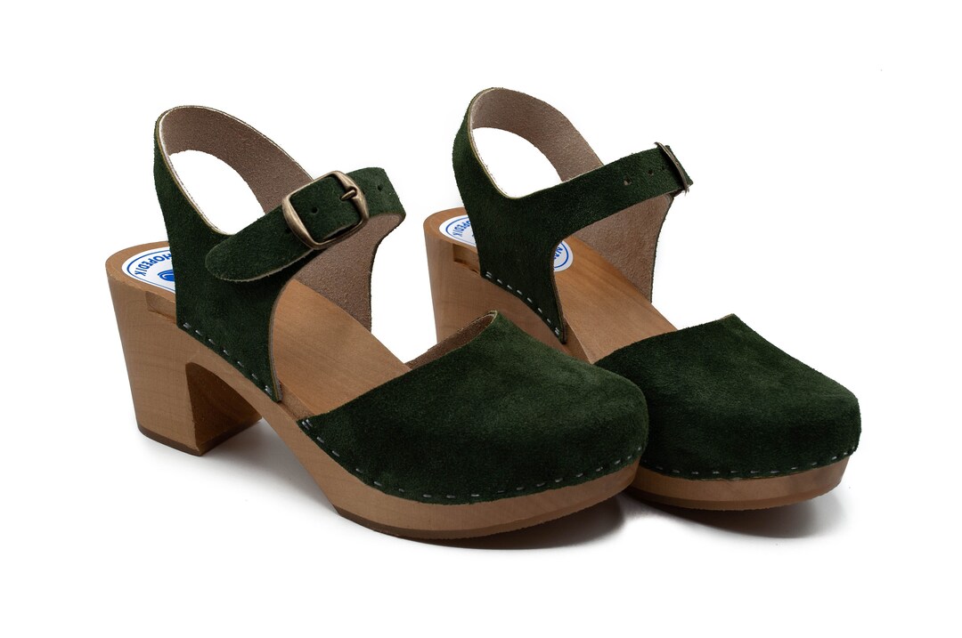 Swedish Sandal Clog, Natural Leather Sandal, Handmade Clog, Wooden ...
