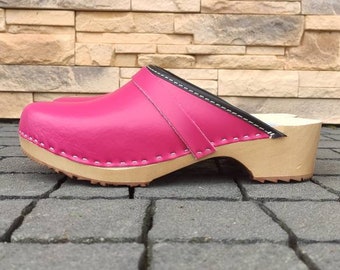 Handmade Leather Clogs: Swedish Style Wooden Sole Shoes