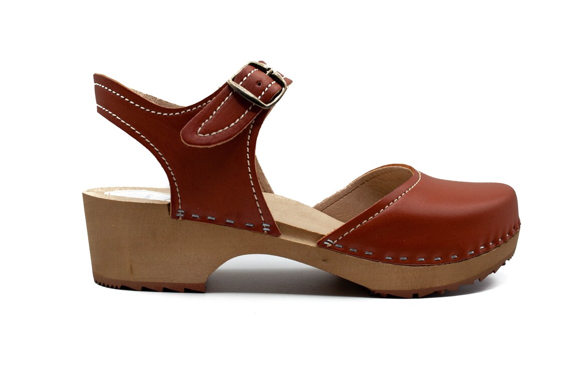 Vegan Clogs Clogs Low Sandals Vegan leather Brown Vegan | Etsy
