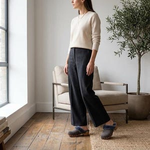 Winter Clogs for Women, Sheepskin Leather and Suede Lined with Wood