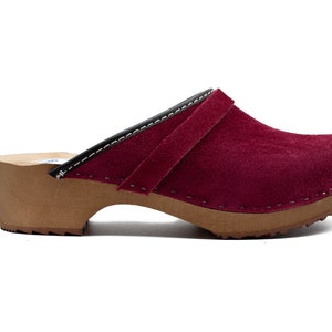 Handmade Natural Leather Swedish Clogs, Classic Clogs, Clogs For Women, Clogs Shoes red wine Leather ClogsChristmas giftmother Day Gift