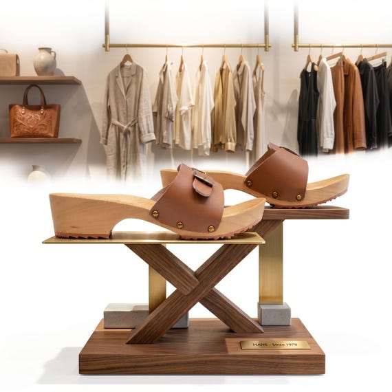 Brown Leather Clogs for Women | Wooden Slide-On Summer Sandals, Eco-Friendly Outdoor Footwear