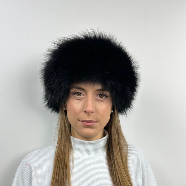 Fox fur Headband, black Real fox Fur headband, fox fur accessory