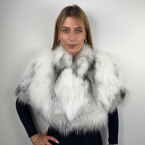 Platinum Fox Fur Stole: Handmade Shawl Wrap