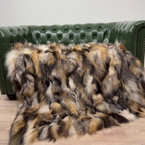 Luxury Fox Fur Blanket Throw: Handmade in Greece