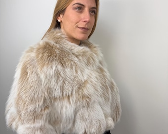 Luxury Snow Top Fox Fur Stole: Genuine Fur Shawl Bridal Wrap