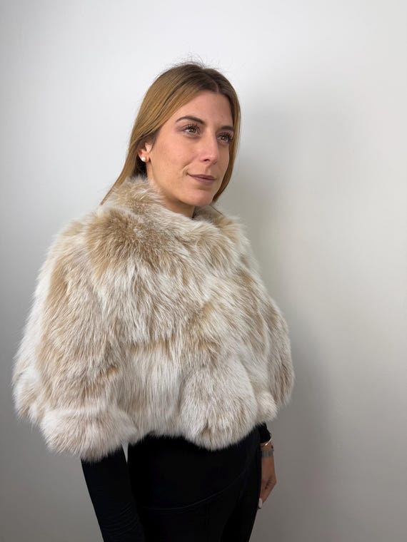 Luxury Fur Stole, Real Fur Shawl Wrap, Snow Top Fox Fur Etole Bolero, Bridal Fur Shawl, fur capelet