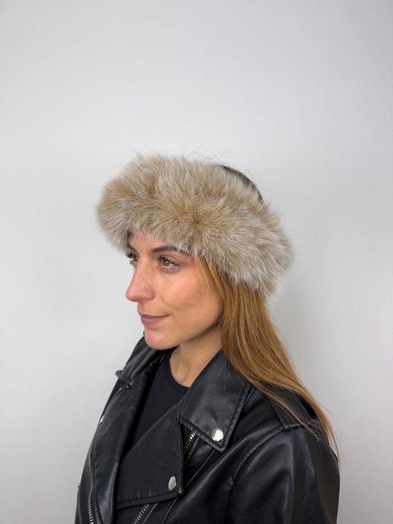 Luxury Snow Top Fox Fur Headband - Handmade in Greece