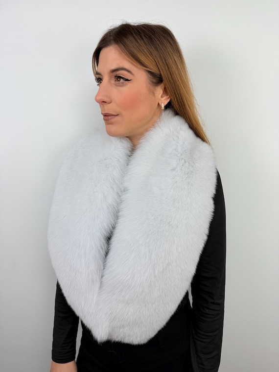 Real White Fur Wrap – White Fox Collar for Wedding – Luxury Saga Royal Stole