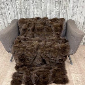 Luxury Fox Fur Blanket Throw: Handmade Genuine Fur (82x45 inches)