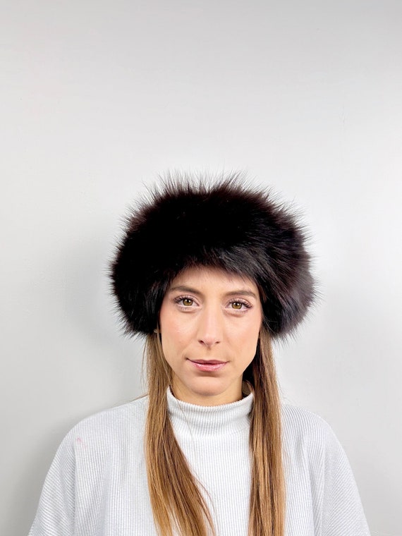 Brown Fox Fur Headband: Warm Fluffy Accessory