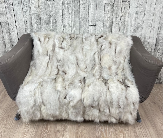Luxury fox fur throw, cozy fur blanket, real fur blanket, elegant fur bedspread