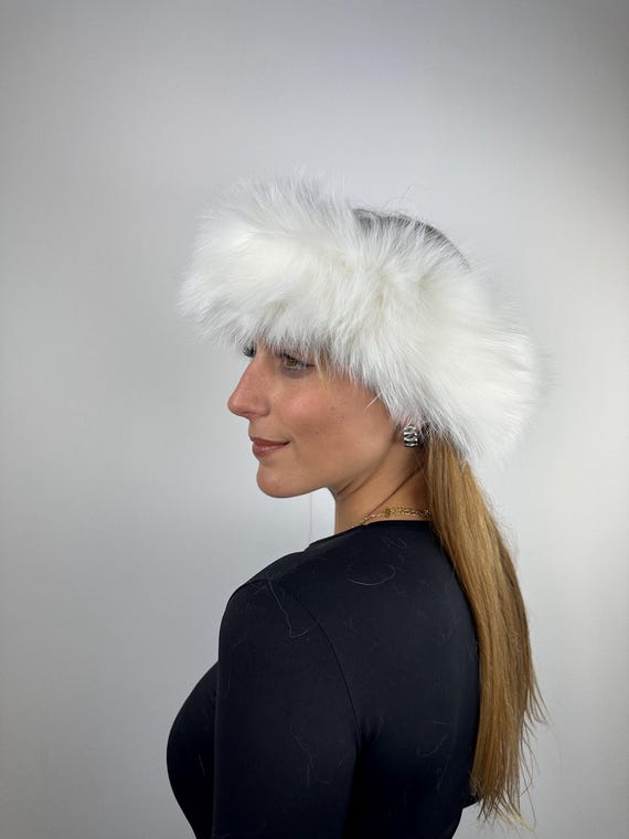 Real White Fur Headband, fox Fur headband, fluffy fur headband