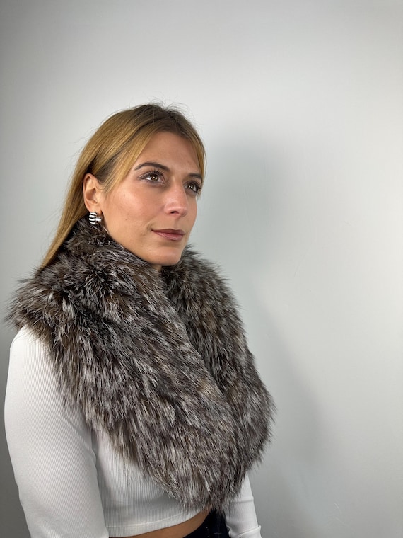 Real Crystal Fur fox collar, luxury fur stole, fox collar, fluffy collar, fur wrap