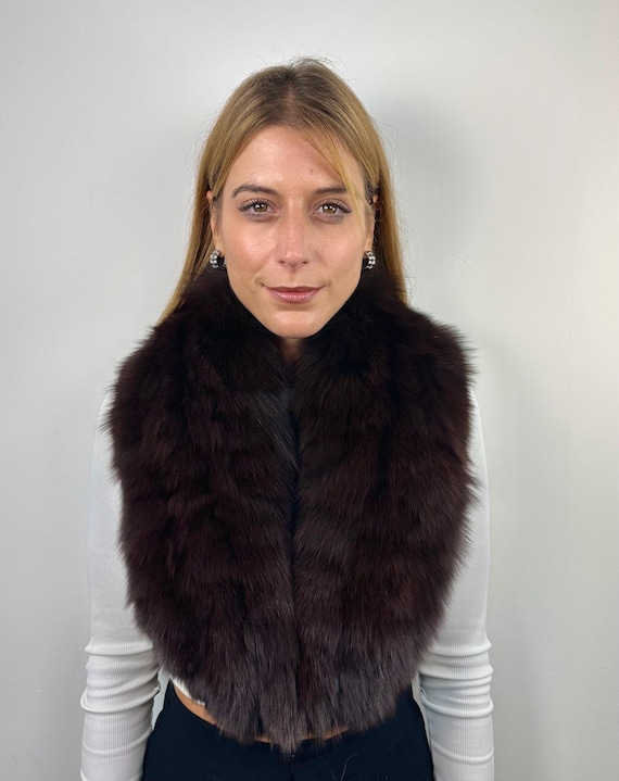 Luxury Brown Fur Collar, Real Fox Fur Stole, Fox Collar
