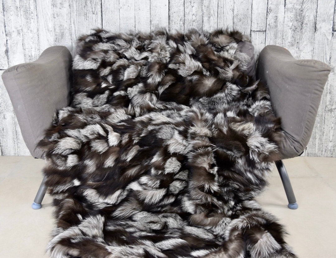Luxury Silver Fox Fur Blanket Throw Etsy