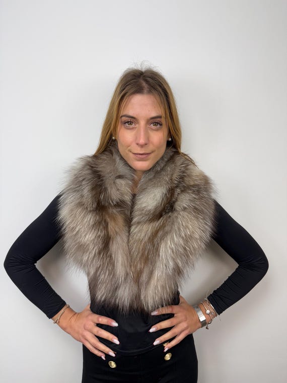 Crystal Fur Fox Collar, real fur stole, genuine fox fur collar stole
