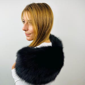 Black Fox Fur Collar: Handmade Luxury Winter Wrap