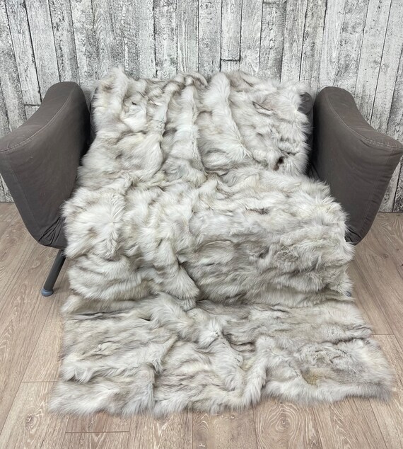 Fur Fox Blanket Throw, Genuine Fur Blanket, Real Fur Throw
