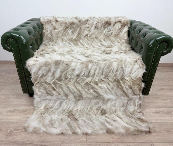 Luxury fox fur blanket, Real fur fox blanket throw