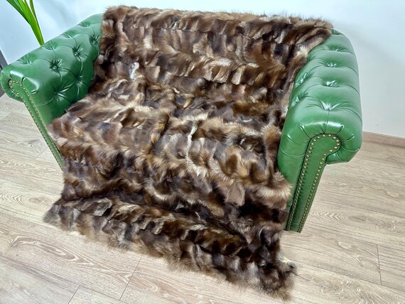 Real crystal fur blanket, Real fur crystal fox blanket throw, luxury fur bedspread