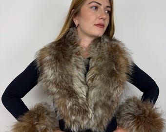 Natural Sheepskin Collar, Genuine Sheepskin Fur Collar, Brown Beige Fur Scarf