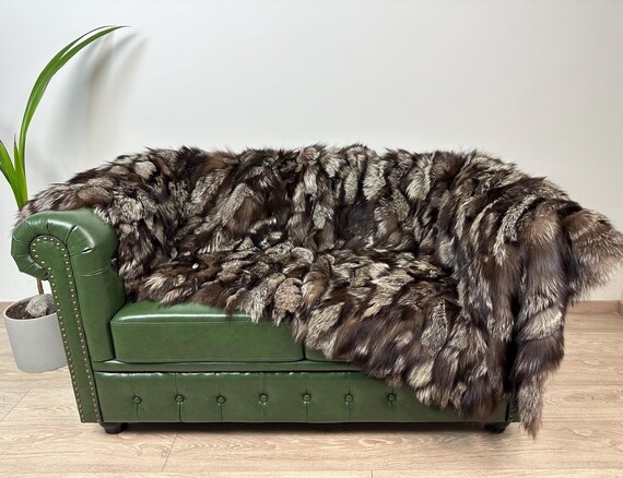 Luxury fur blanket, Real fur fox blanket throw