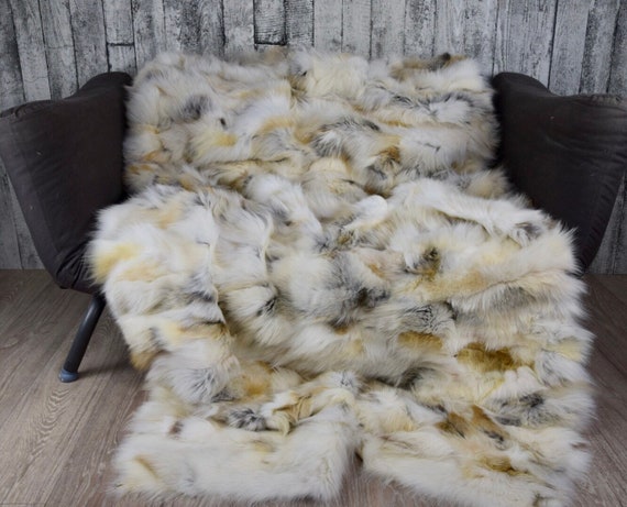Luxury Golden Island Fox Fur Blanket Throw Etsy